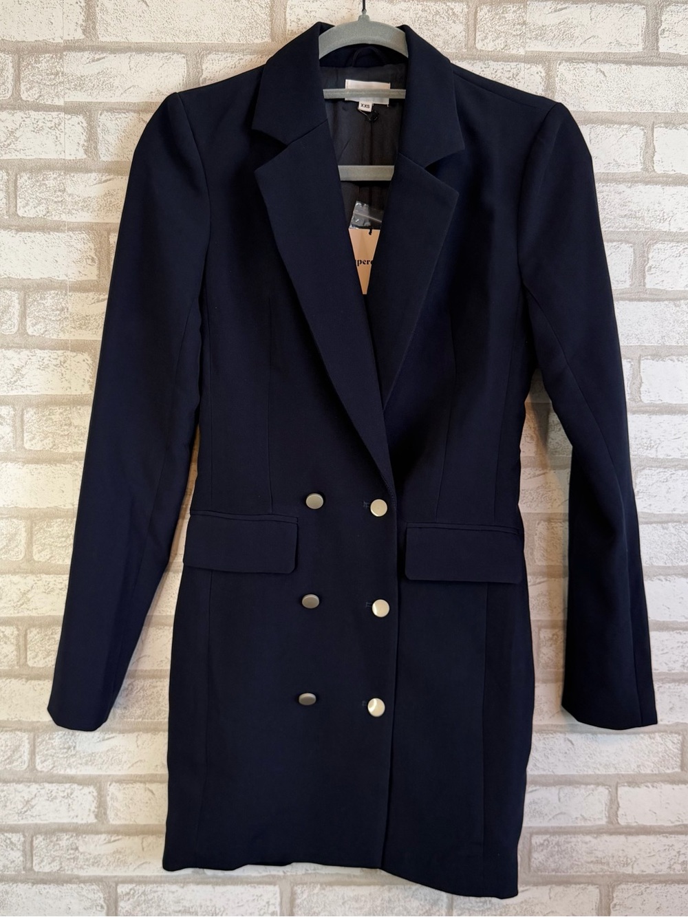 Superdown Navy Double Breasted Blazer Dress XXS NWT Gold Button Mini Career Chic